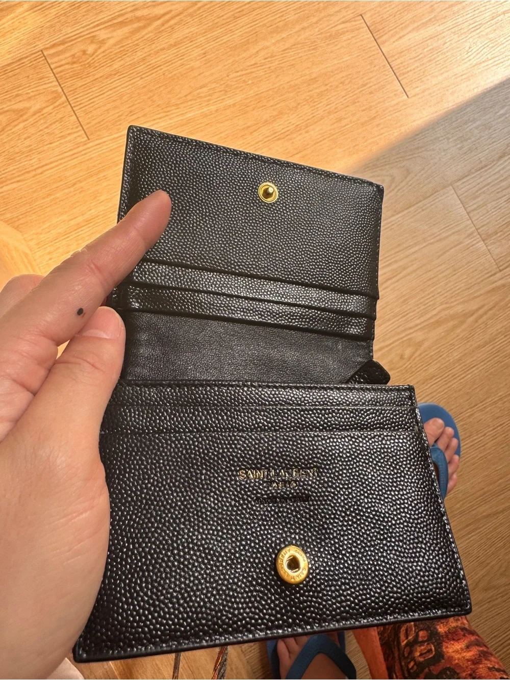 Saint Laurent Black Quilted Leather Card Case with Gold YSL Emblem - Picture 7 of 7